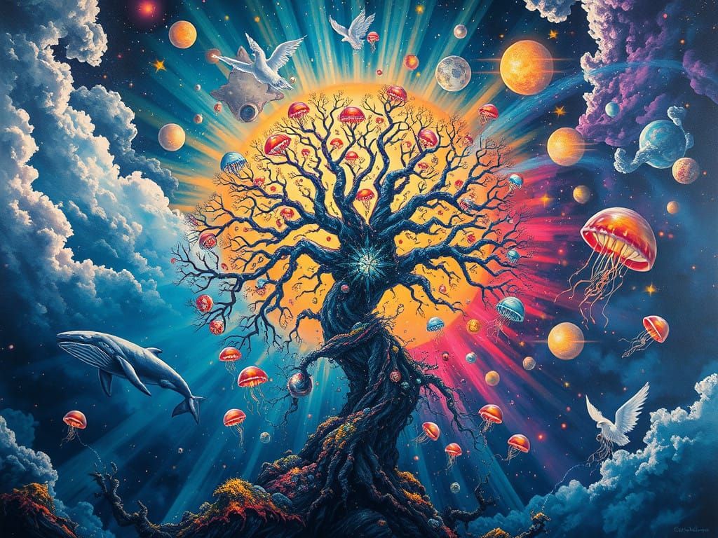 Surreal Cosmic Dreamscape with Intricately Detailed Fractal....