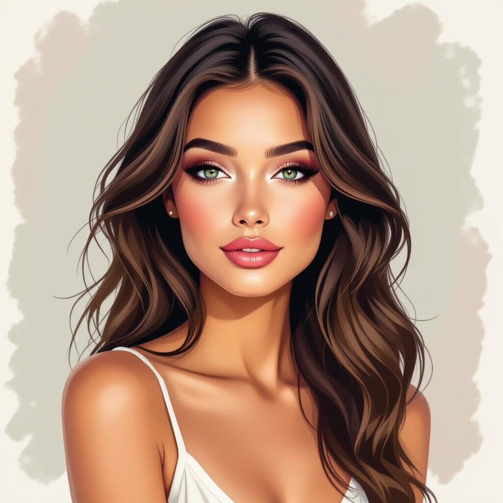 Gouache Portrait of a Stunning Young Woman