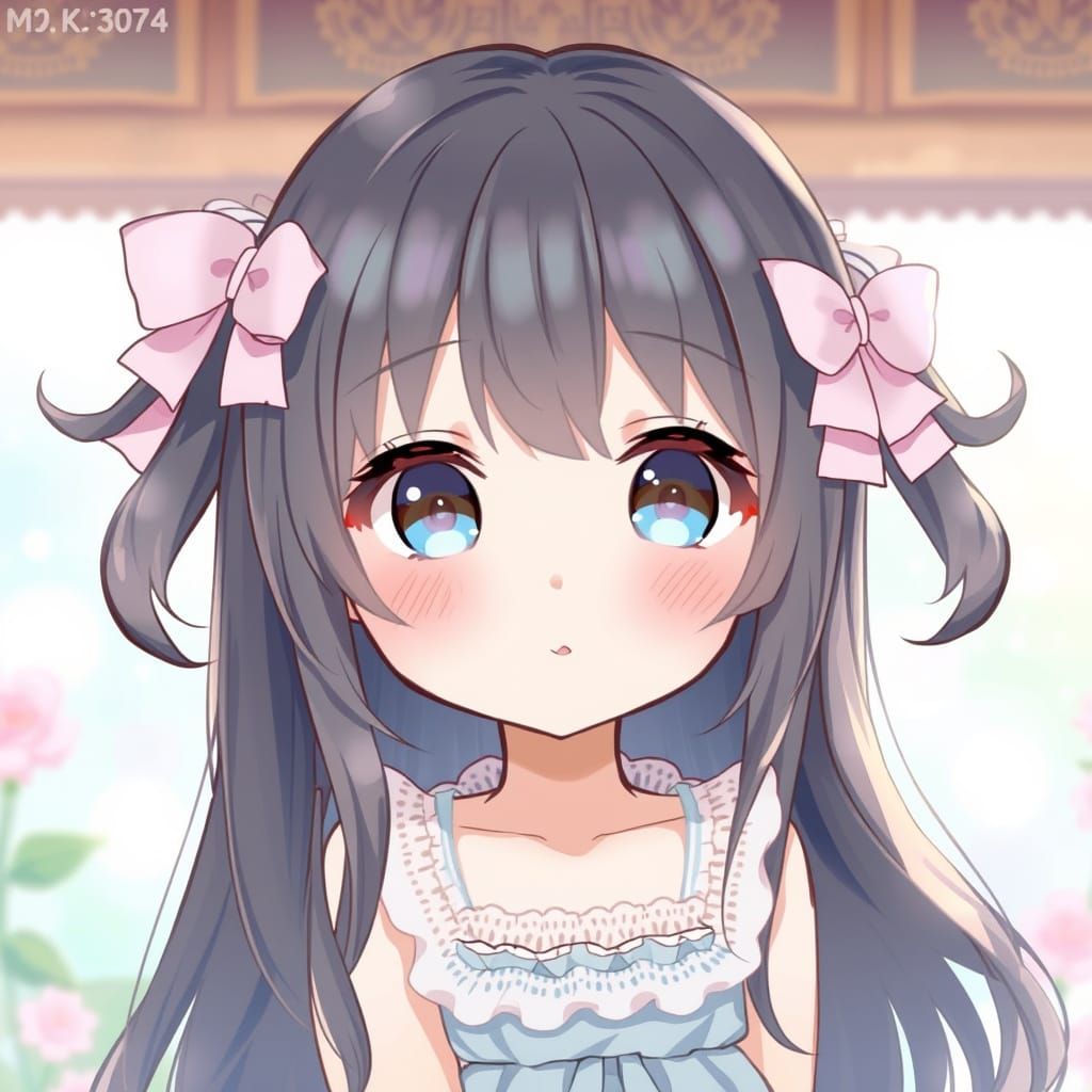 Delicate Kawaii Anime Girl in Pastel Hues