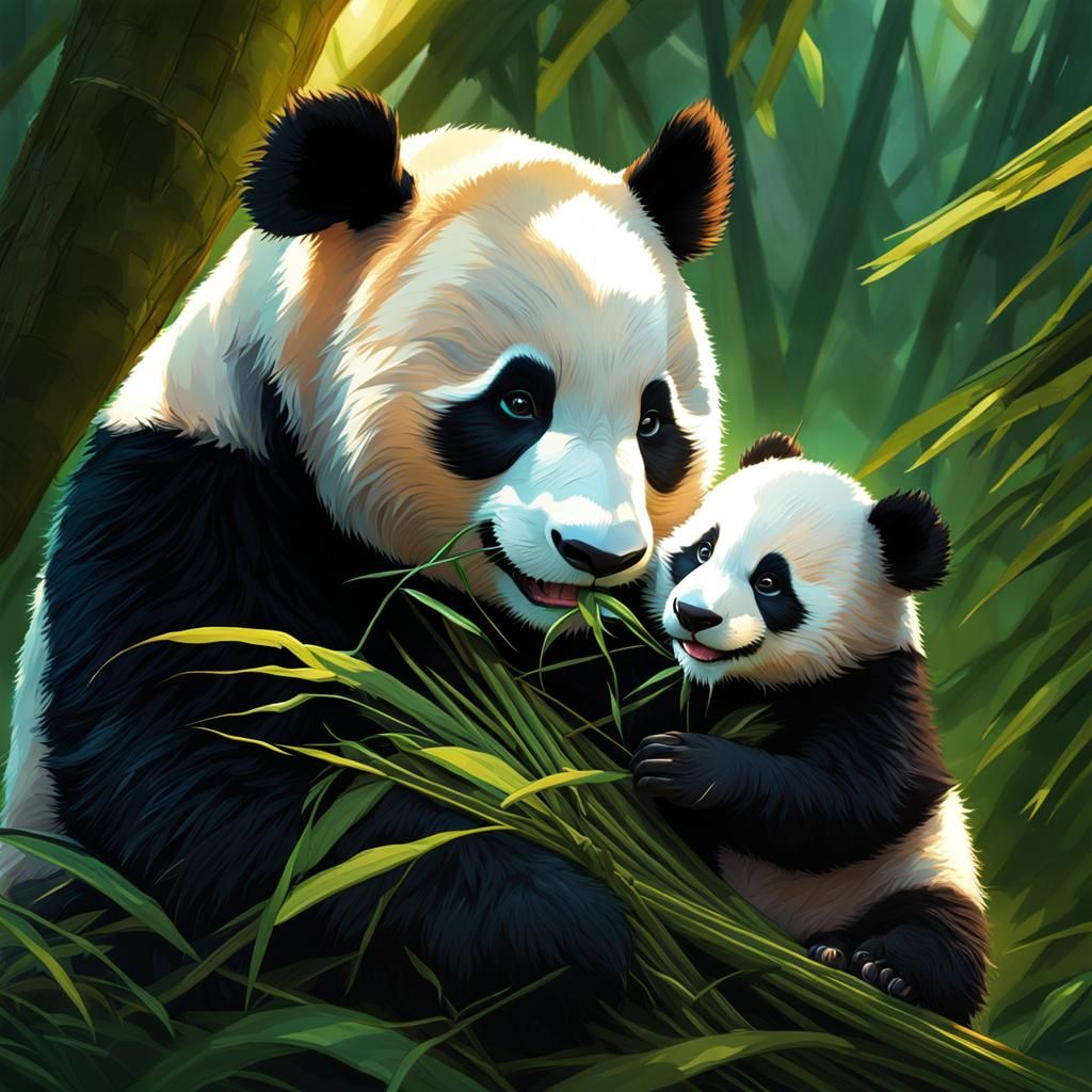 Adorable Baby Panda Portrait in Hyperdetailed Splash Art