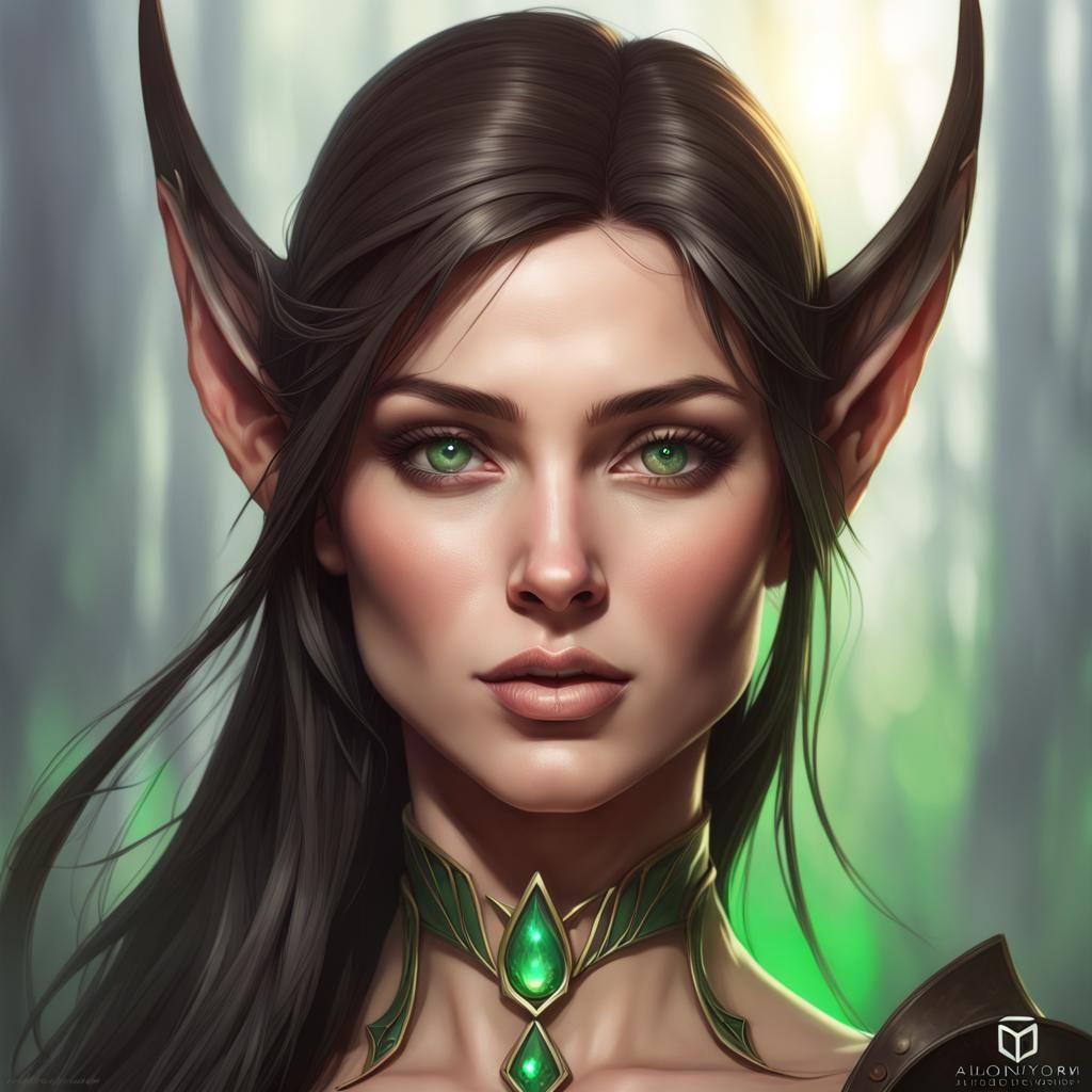 Elven Woman Portrait in Hyperdetailed Style