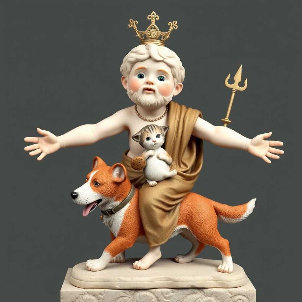 Roman God Fabulinus Teaches Babies to Speak in Joyful Scene