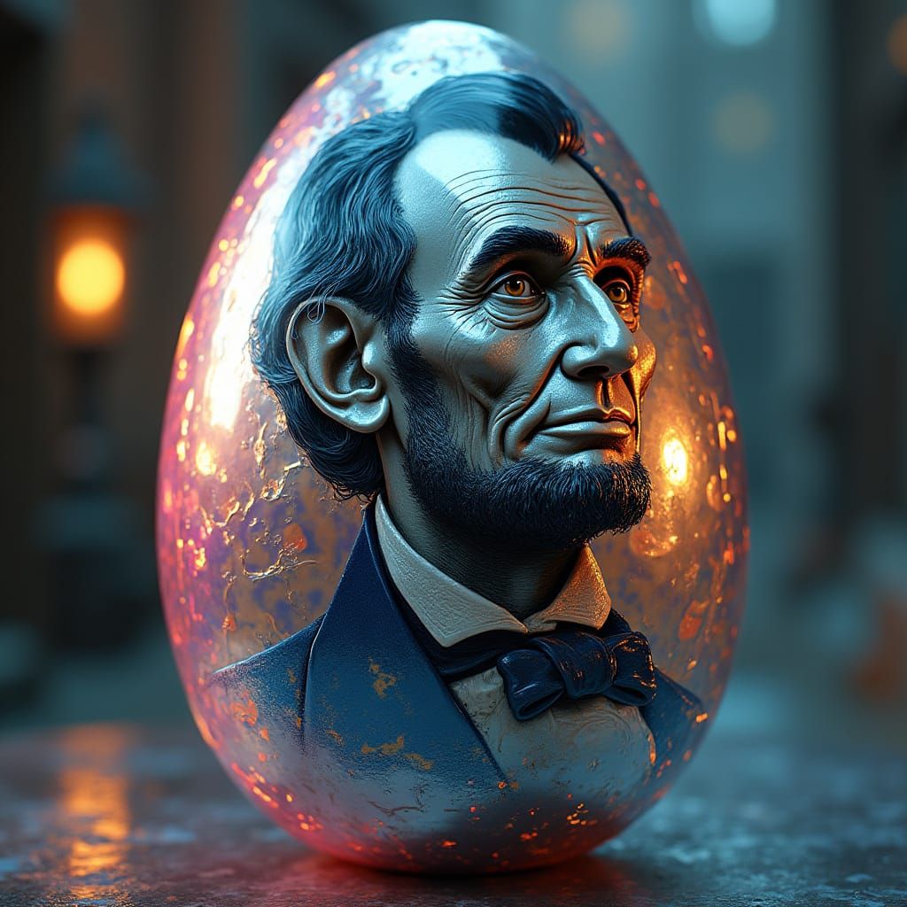 Ethereal Hologram of Abraham Lincoln on Foil Easter Egg