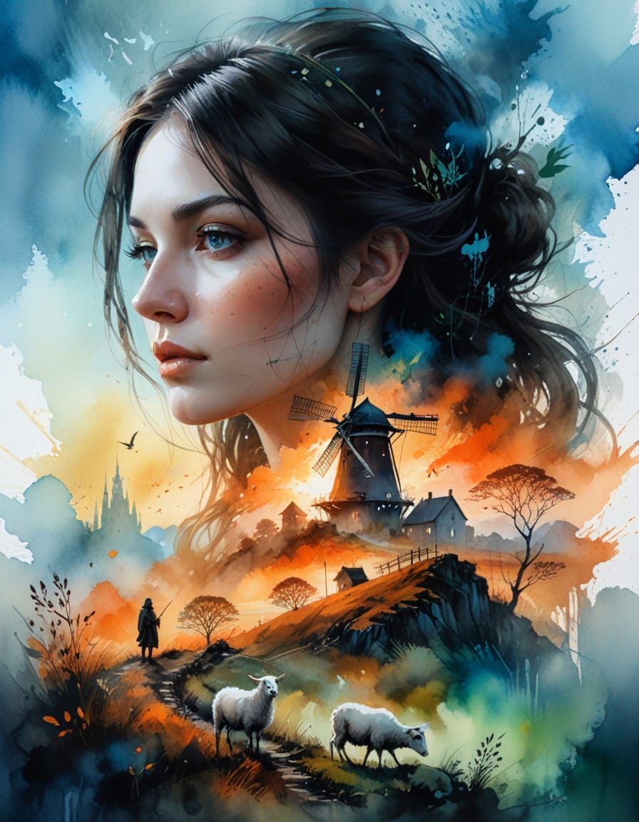 Medieval Beauty in Dreamy Autumn Landscape