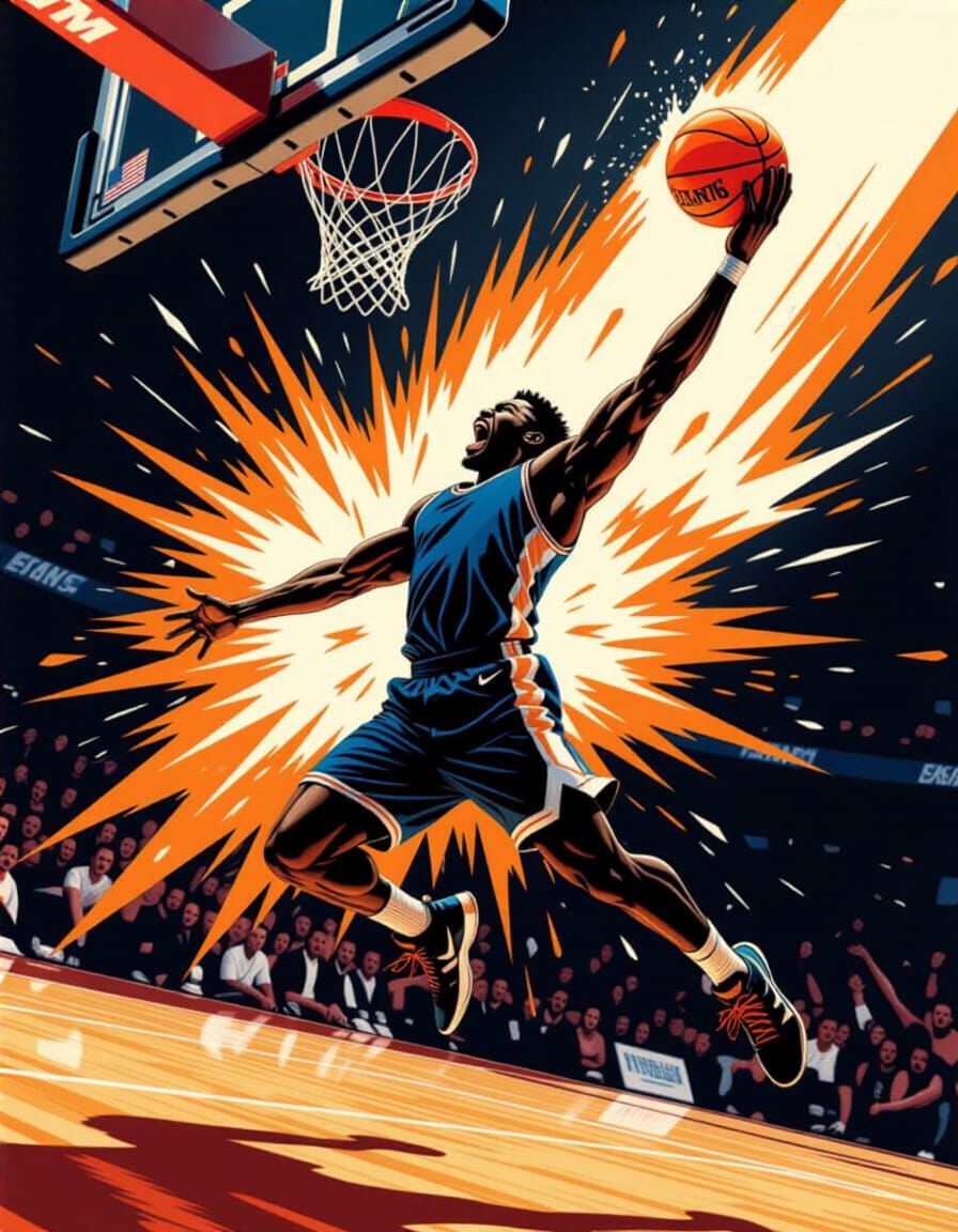 Epic Basketball Slam Dunk Motivational Poster