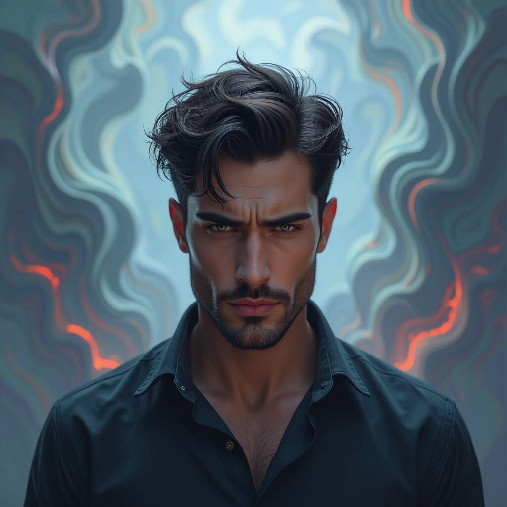 Man's Internal Struggle: Abstract Mindscape Matte Painting