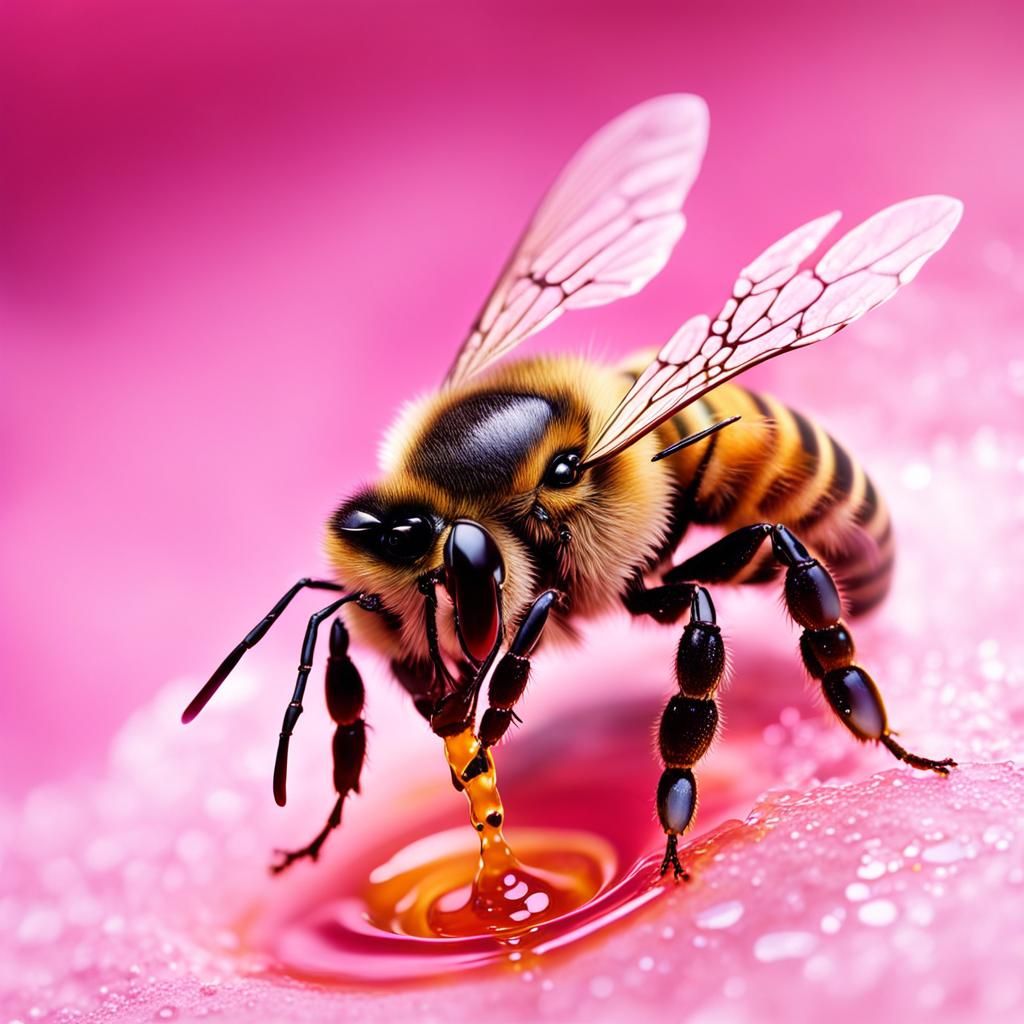 Iridescent Pink Queen Bee Dripping Honey