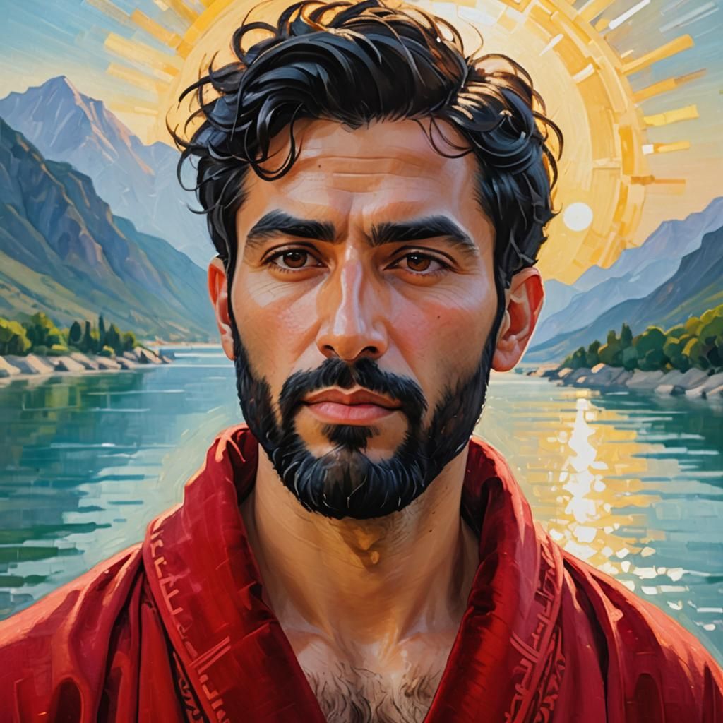 Elegant Latino Man in Soft Focus Neo-Impressionist Portrait