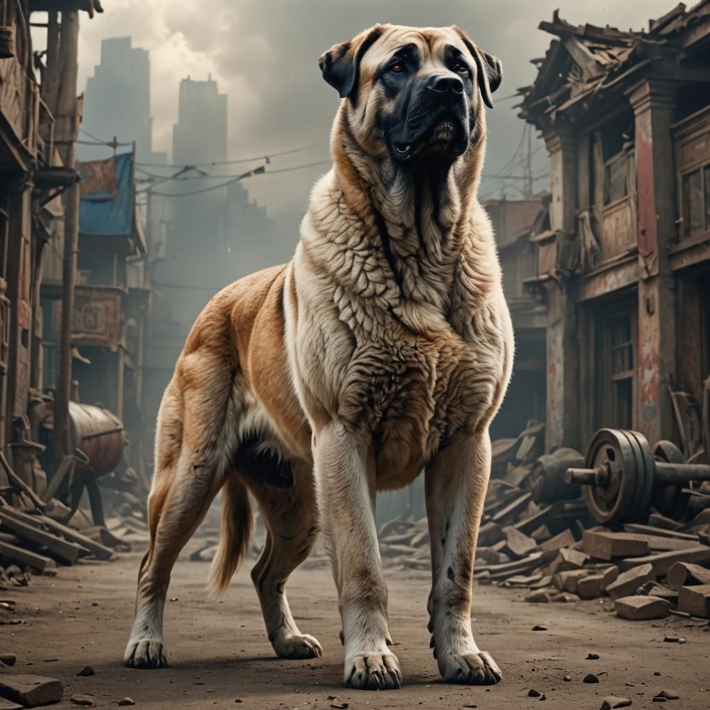Kangal Dog as Bodybuilder: Digital Matte Painting