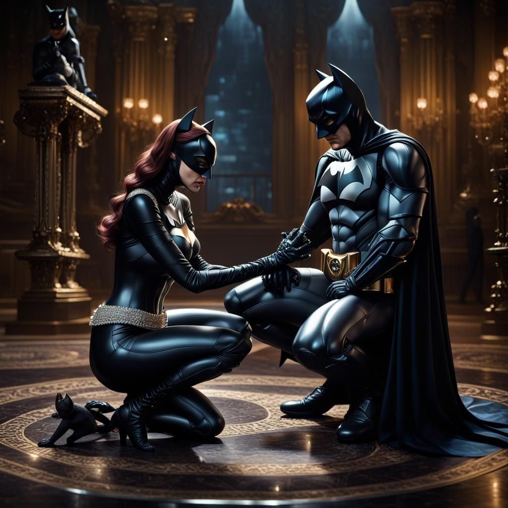 Batman Proposes to Catwoman: Photorealistic CGI Art