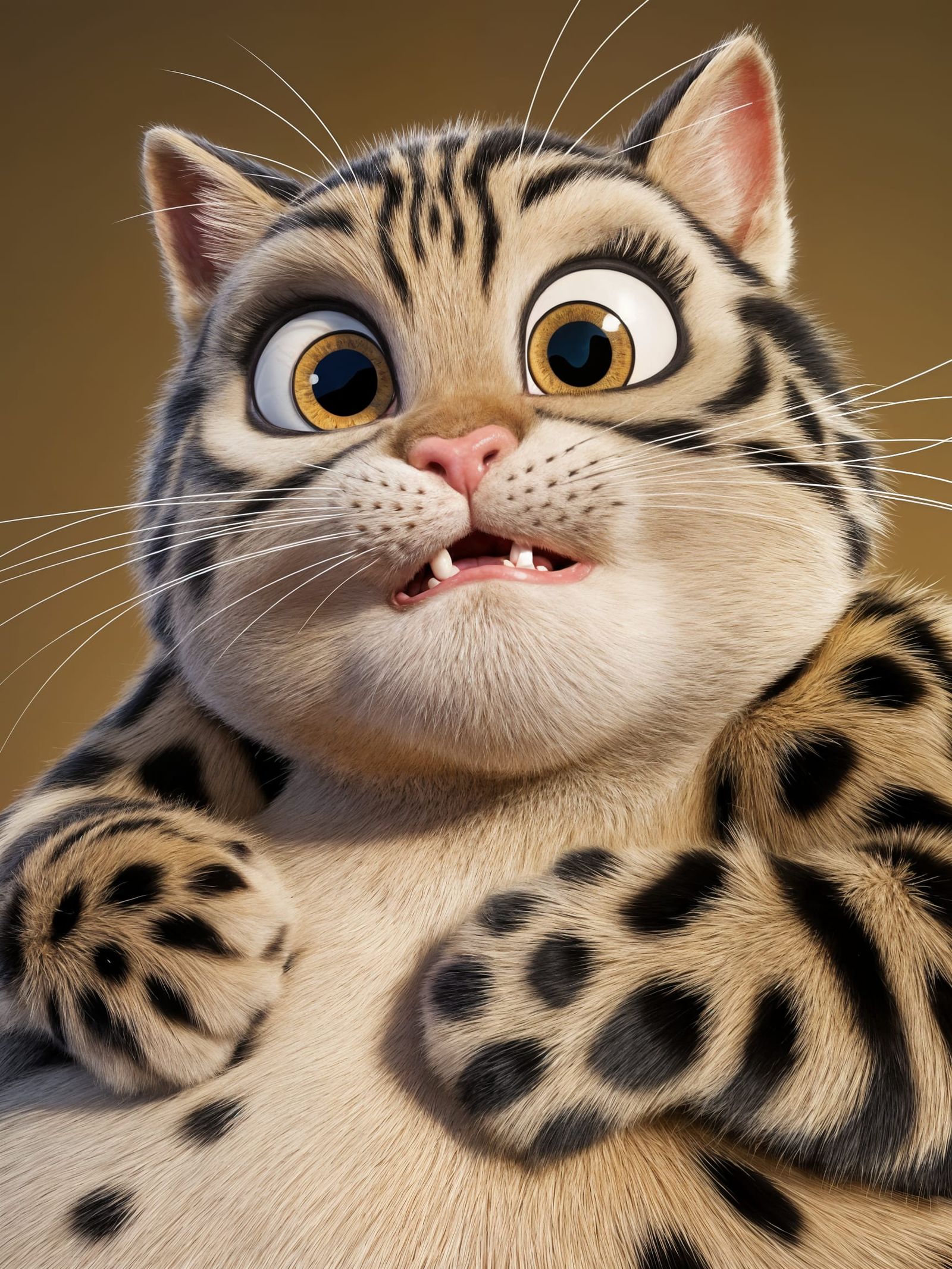 Cartoon Overweight Kitty with Big Eyes