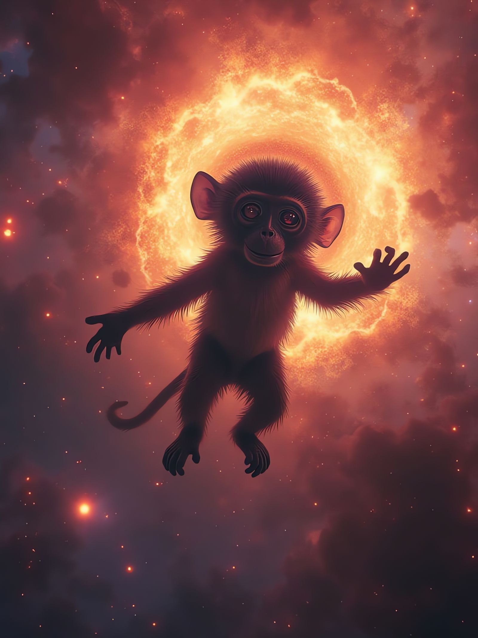 Quantum Monkey with Black Hole Head and Cosmic Arms