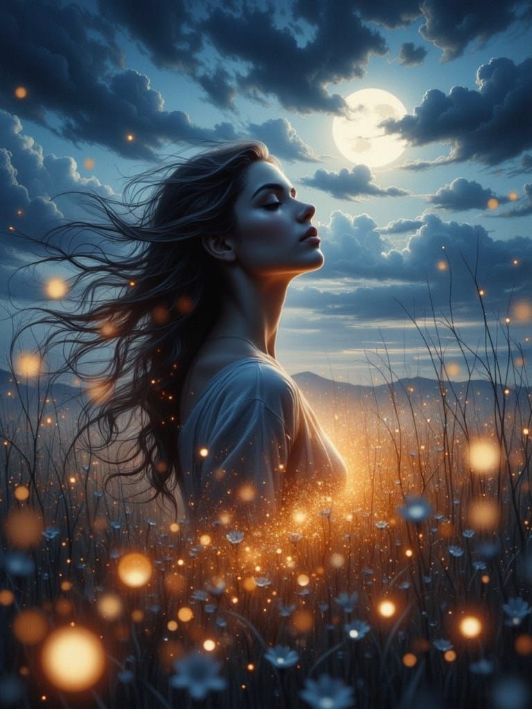 Ethereal Fireflies Double Exposure Masterpiece