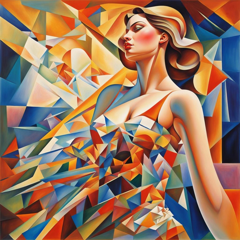 Hyperrealistic Portrait with Abstract Cubism Influences