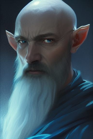 Elven Wizard Portrait in Dark Fantasy Style