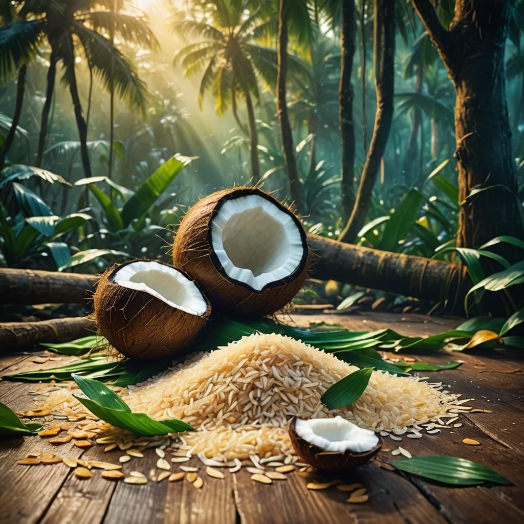 Rice Overflowing in Mystical Jungle: Oil Painting