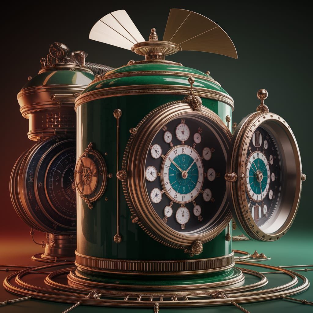 Intricate Time Machine Concept Art in Cyberpunk Style