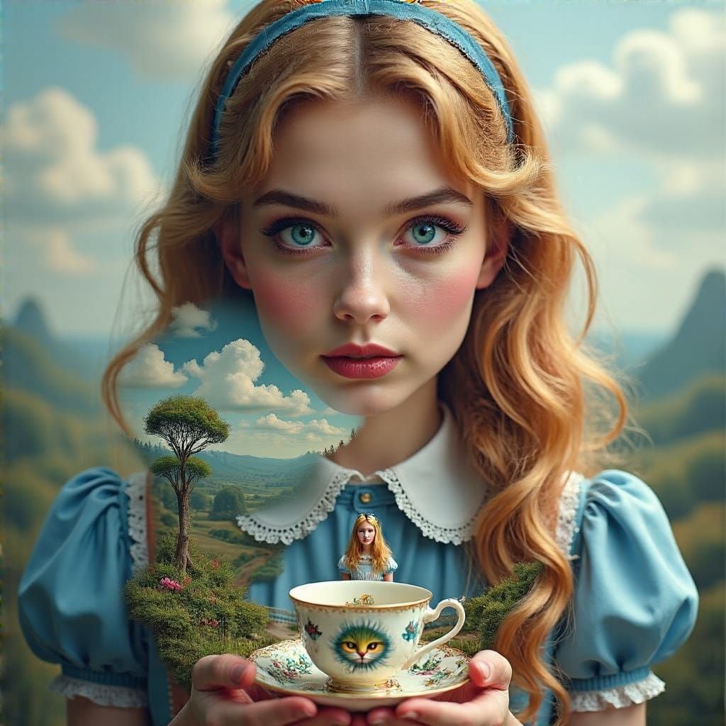 Surreal Wonderland Portrait in Psychedelic Style