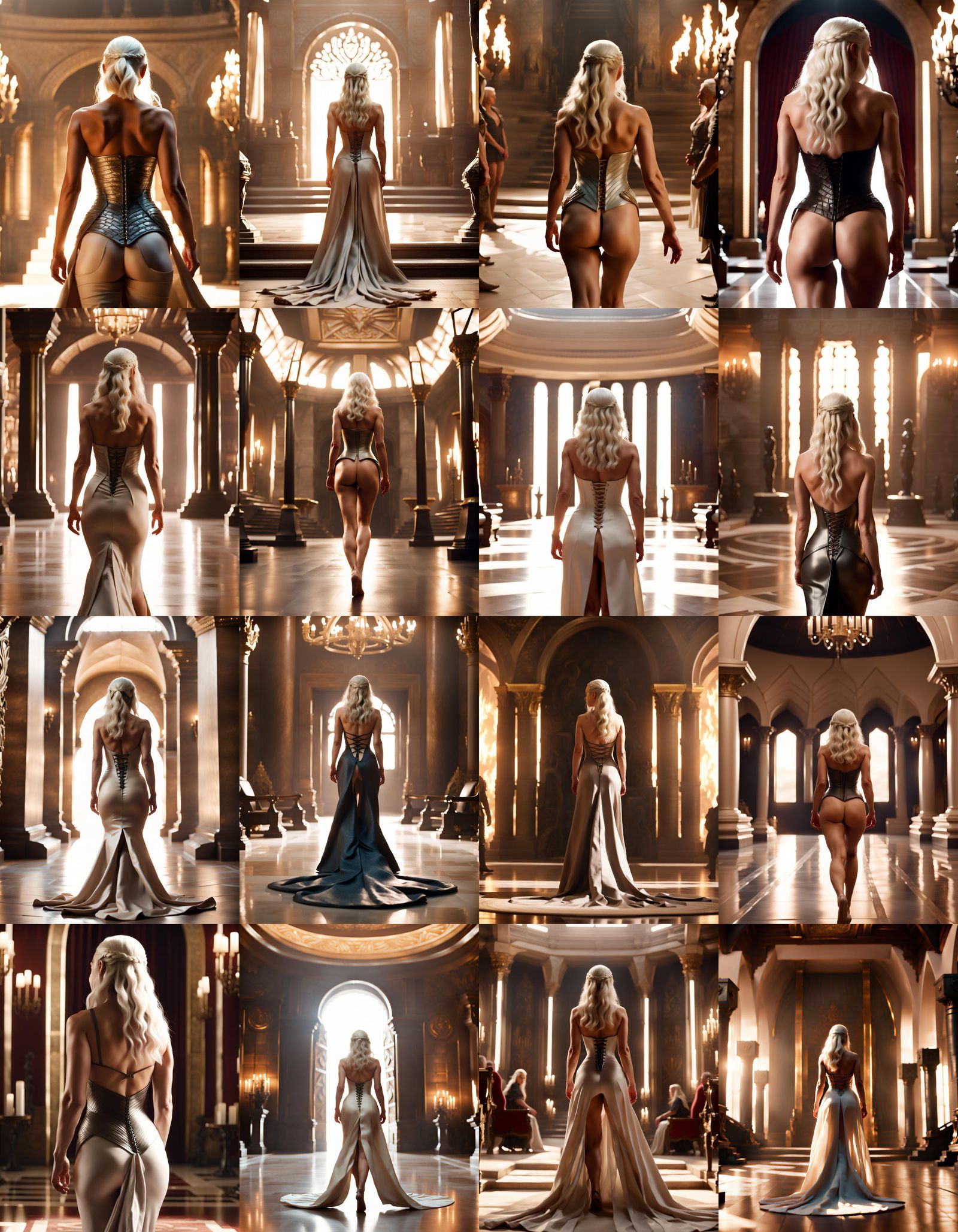 Glamorous Woman in Throne Room: Photorealistic 4K