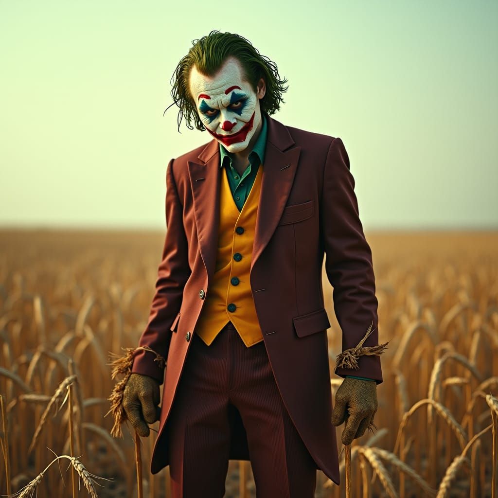Joker as Scarecrow in Golden Wheat Field