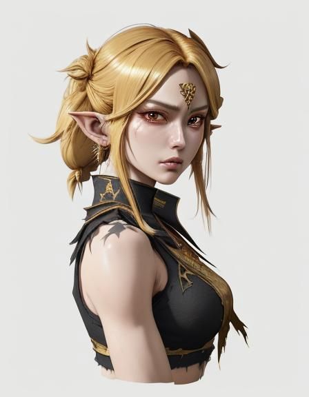 Heroic Anime Princess Zelda Portrait in 3D