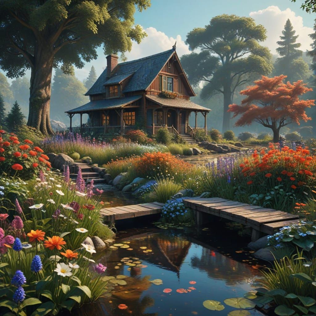 Enchanted Farm Garden in Full Bloom