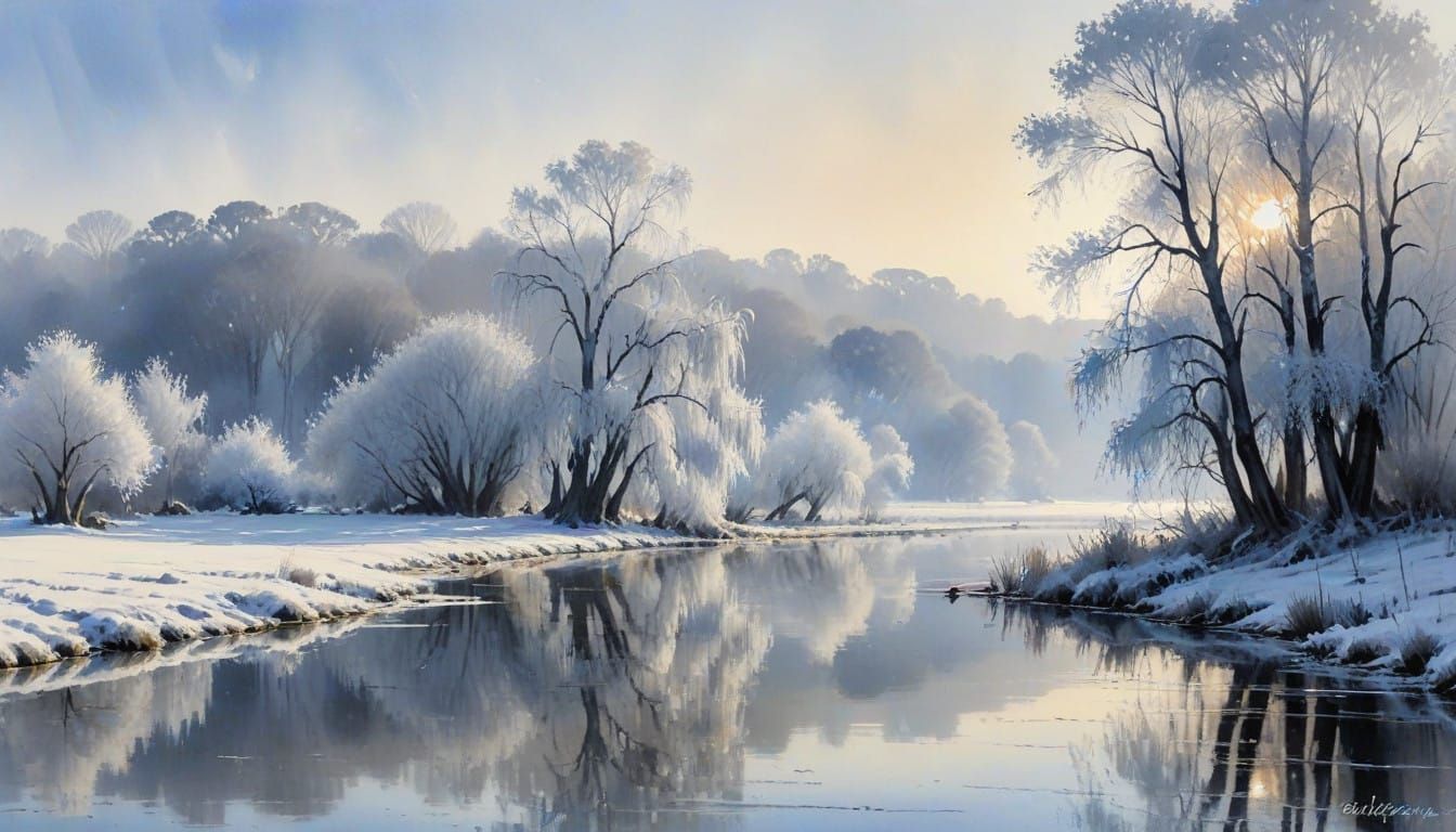 Winter Wonderland in Soft Watercolor Hues