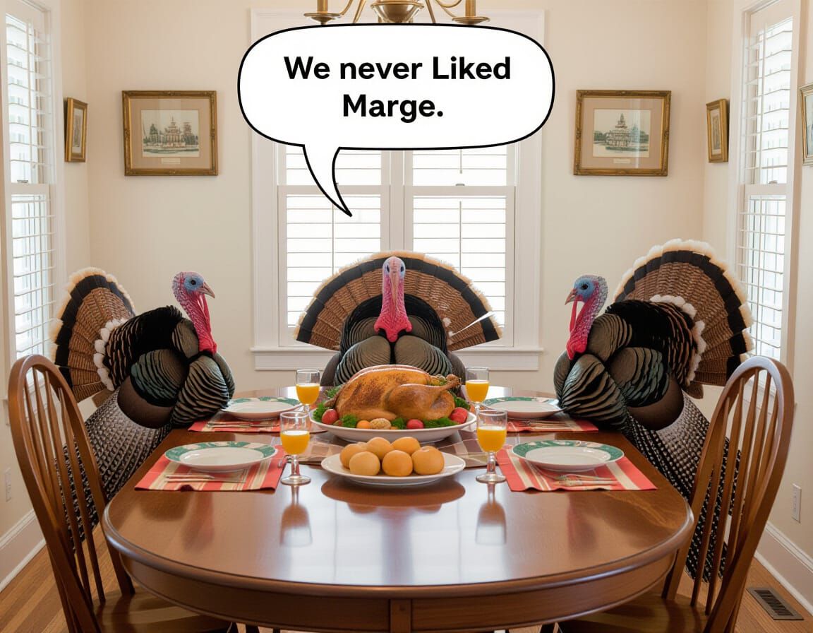 Whimsical Turkey Family Thanksgiving Dinner