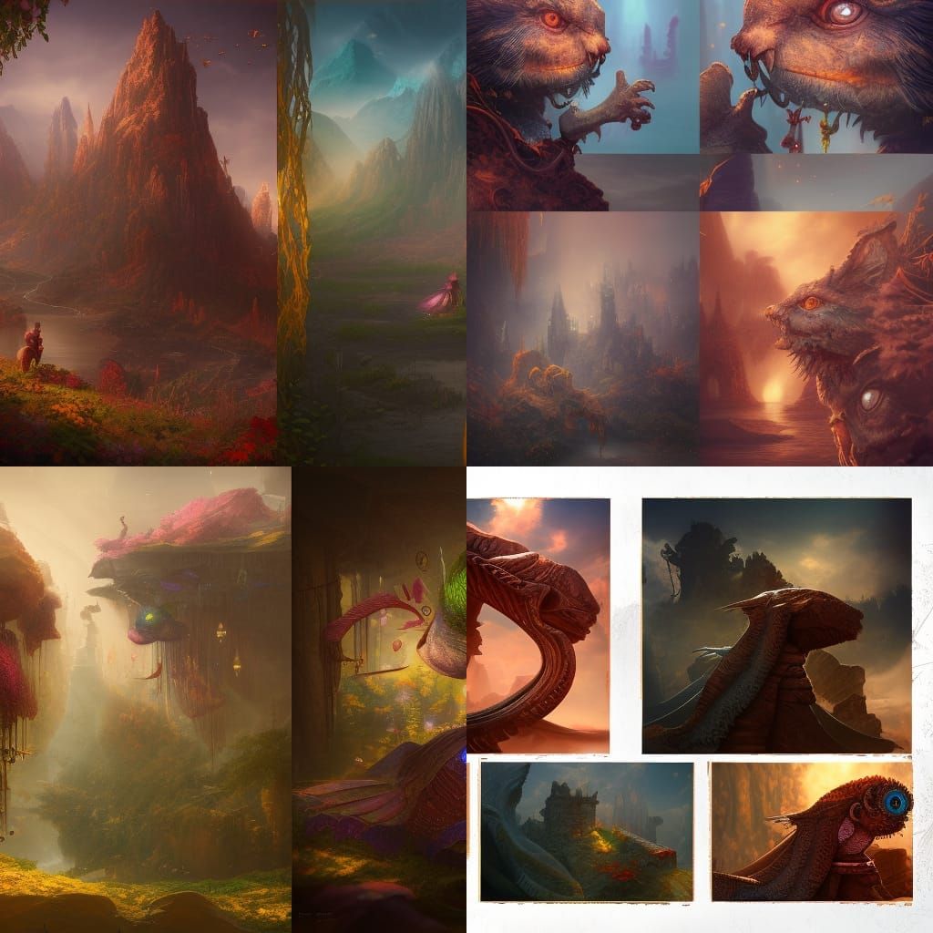 Meerkat Collage in Detailed Matte Painting Style