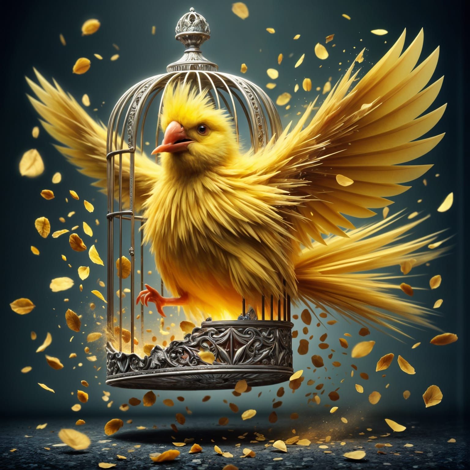 Dramatic Canary Breakout in Hyperrealistic Style