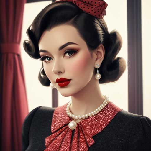 Vintage Glamour Portrait in Retro Style