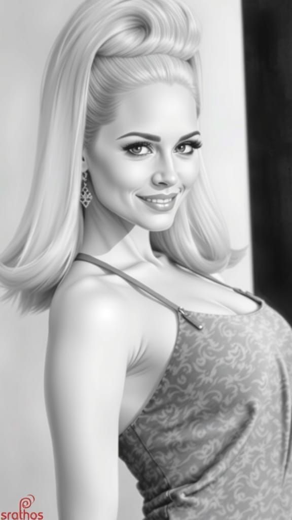 A Photorealistic Portrait of a Woman with an Elevated Forehe...