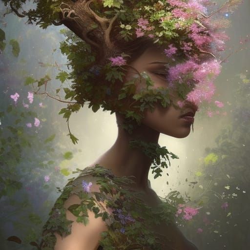 Eostre: Woman Emerging from Floral Tree