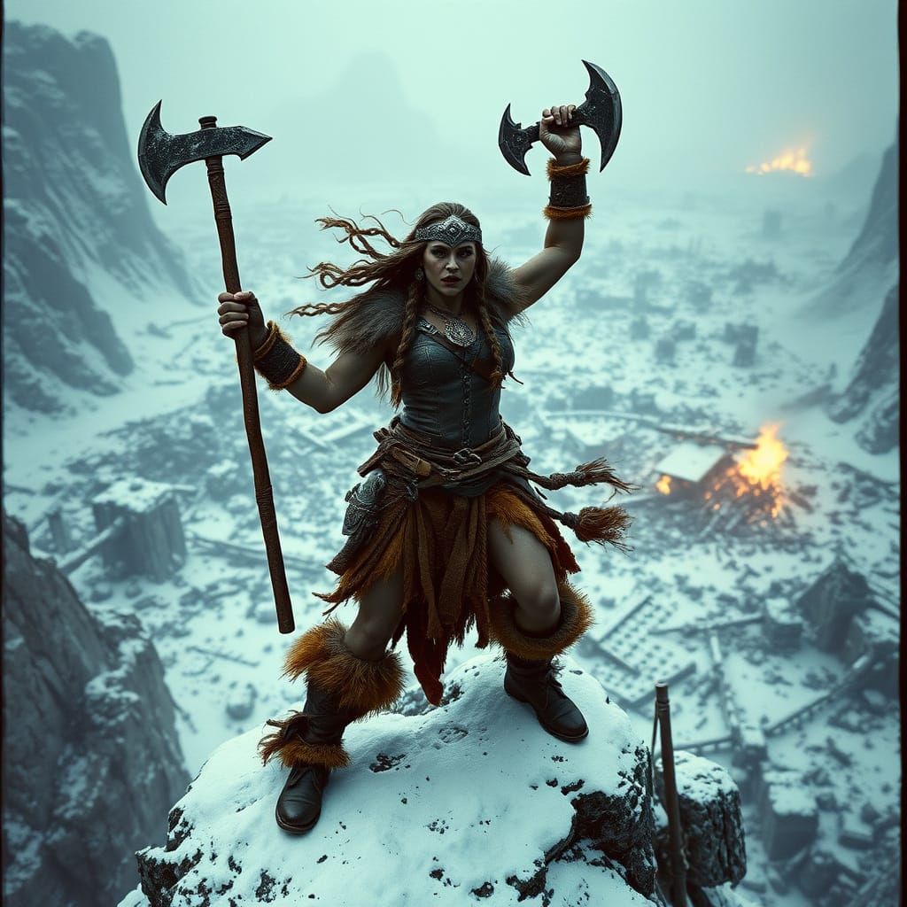 Victorious Orc Barbarian on Battlefield, Frazetta Style