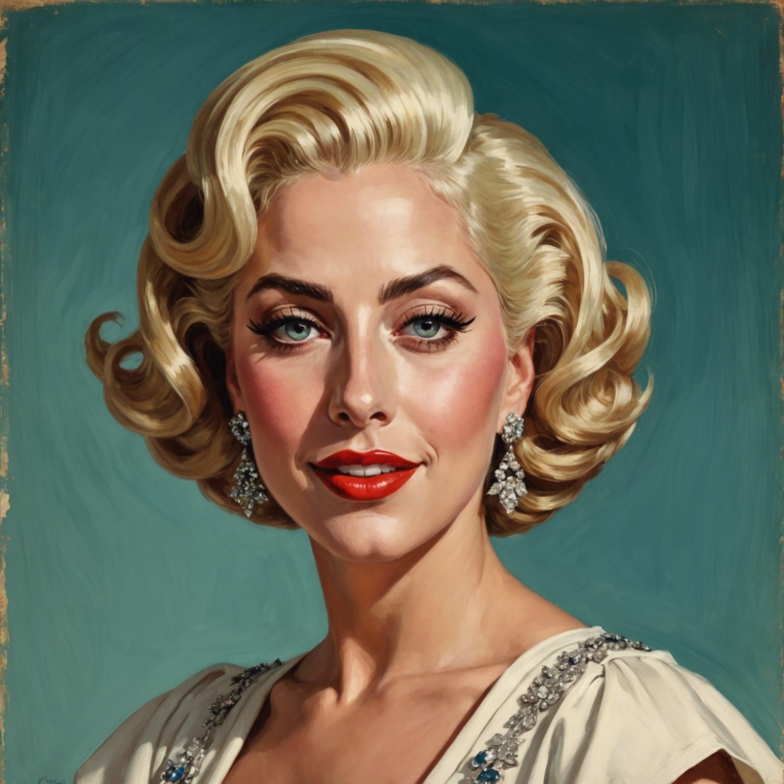 Happy Woman Portrait in Pin-Up Style
