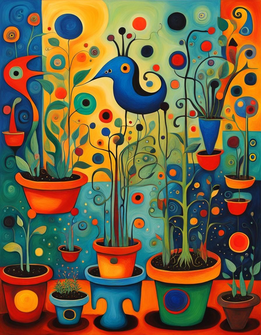 Fantasy Creatures in Pots: Abstract Art Zoo