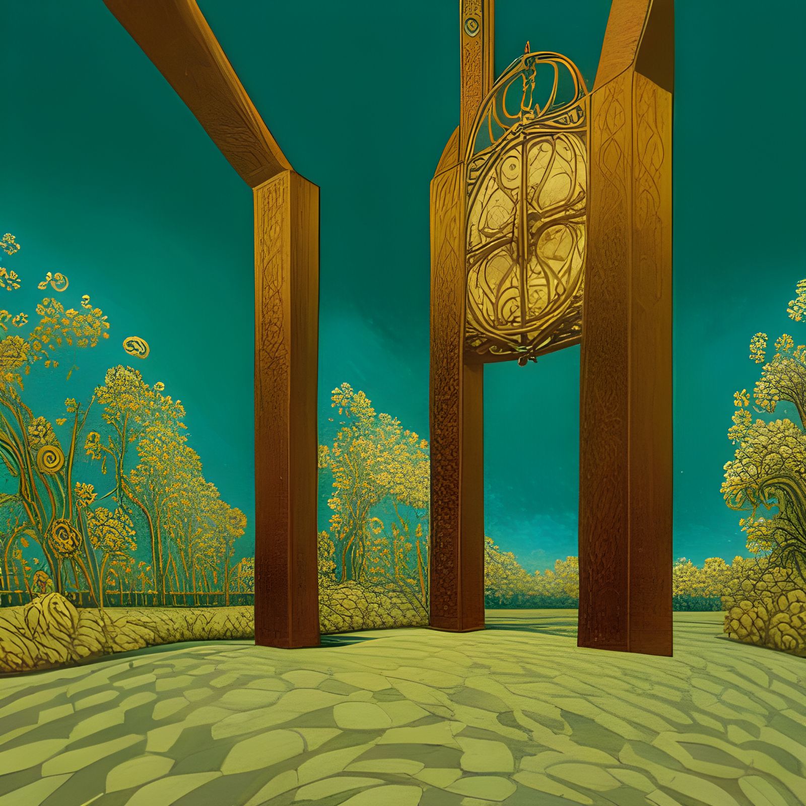 Surreal Rococo Dreamscape in Klimt and Van Gogh Style