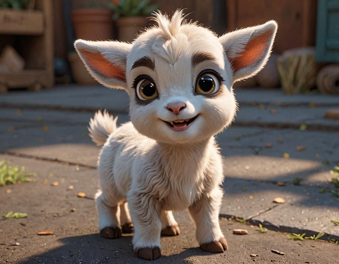 Cute Baby Goat with a Blissful Smile