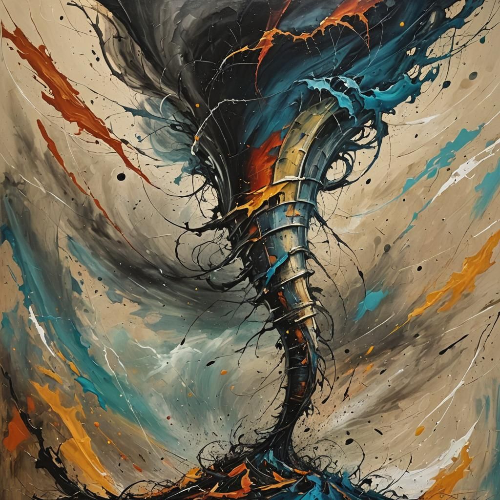Abstract Tornado Art in Complementary Colors