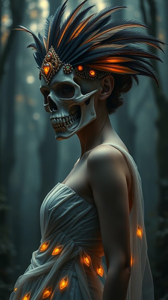Ethereal Death Goddess in Mystic Forest