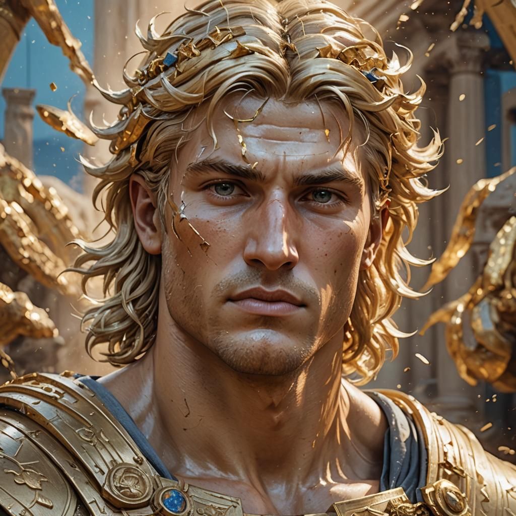 Hyperrealistic Apollo, Greek God of Light