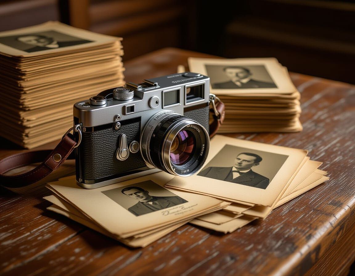 Classic Camera Still Life in Sepia Tones