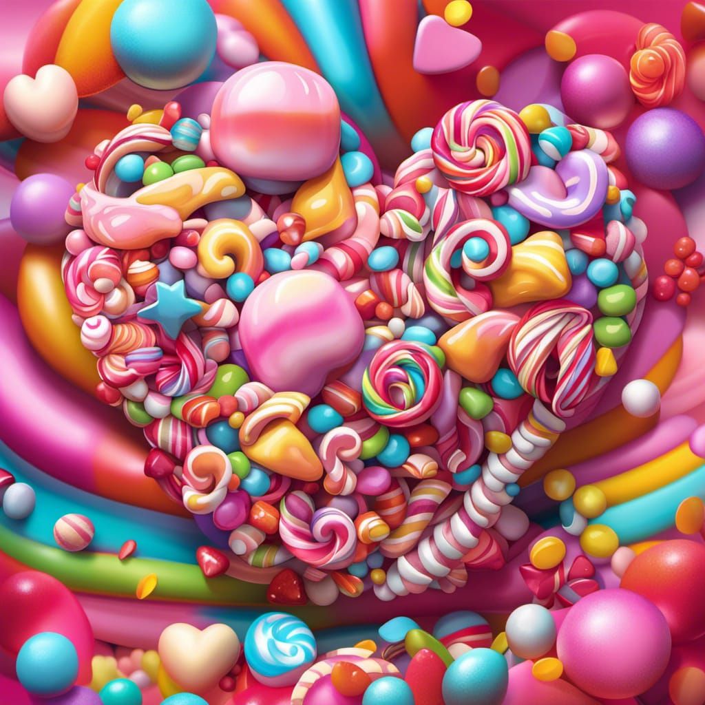 Whimsical Candy Love Symbol in Digital Illustration
