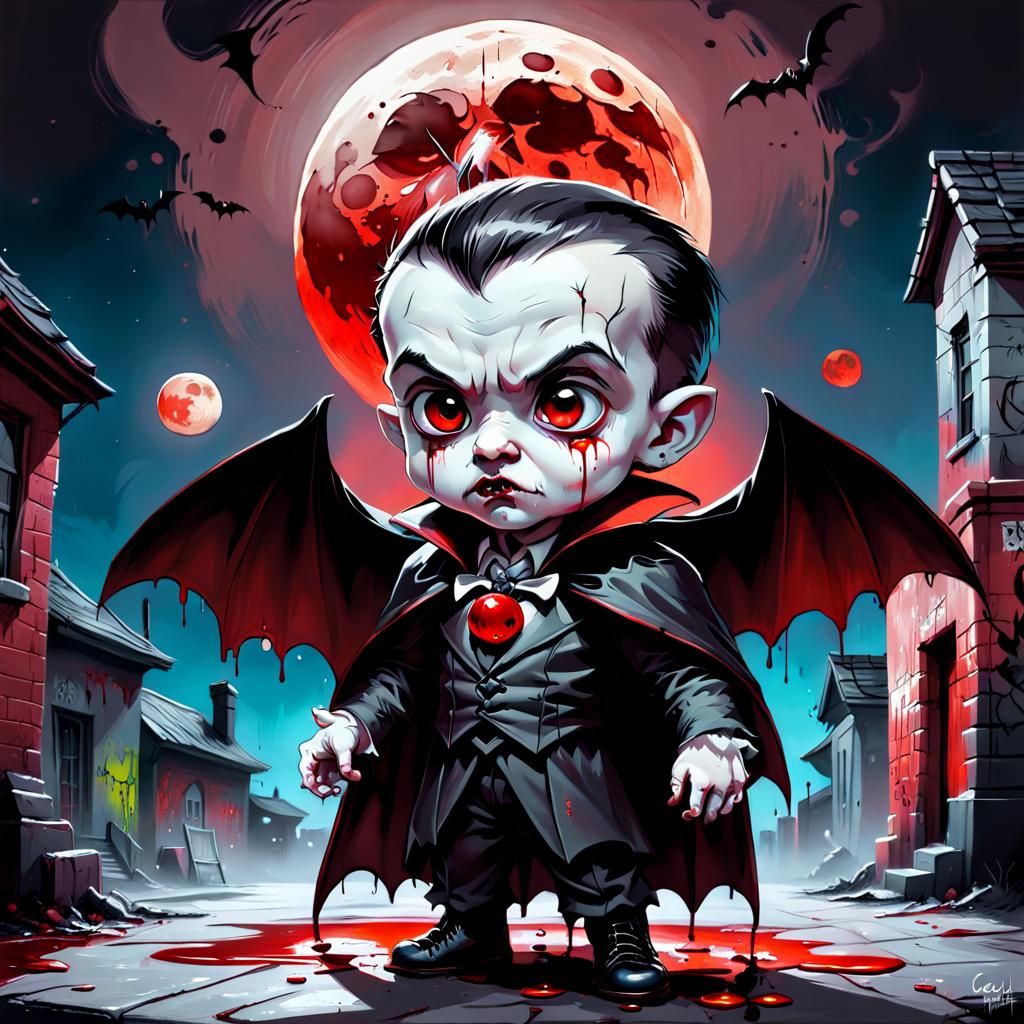 Baby Dracula's First Blood Moon: Graffiti Art