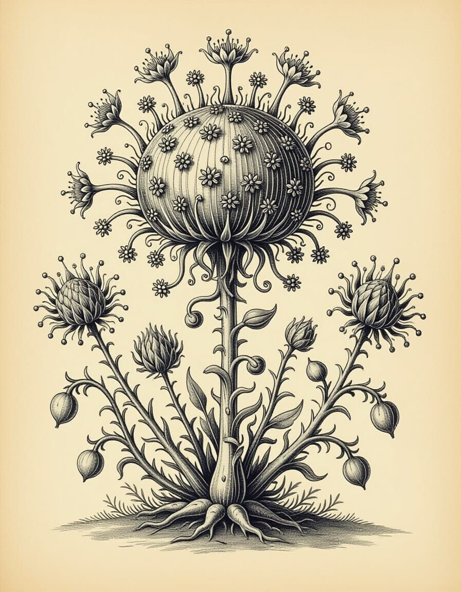 Alien Botanical Drawing