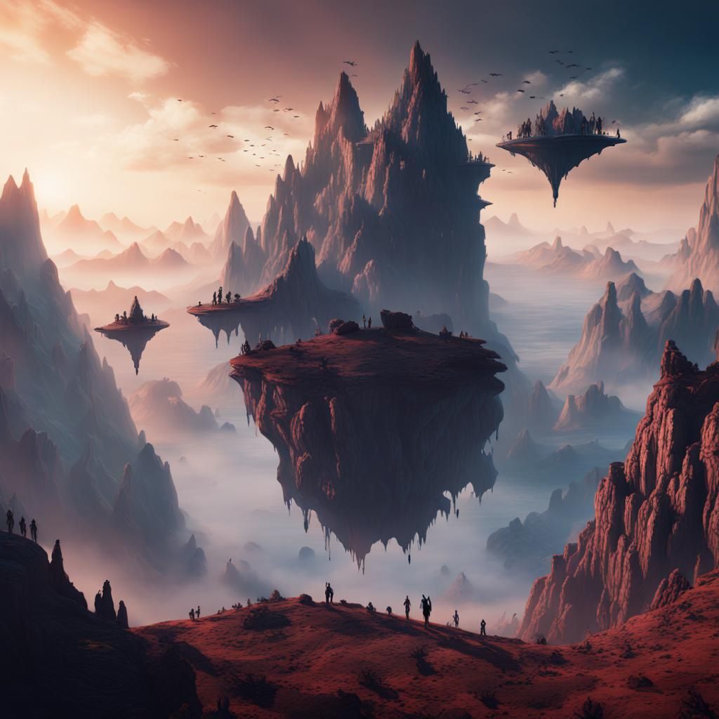 Fantastical Floating Mountains at Sunrise