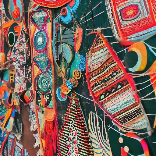 Tribal Group in Vintage Pop Art Style