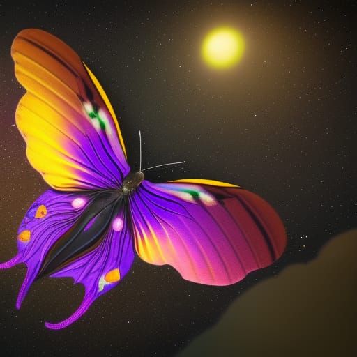 Fantastical Butterfly Flies Through Space, Digital Art