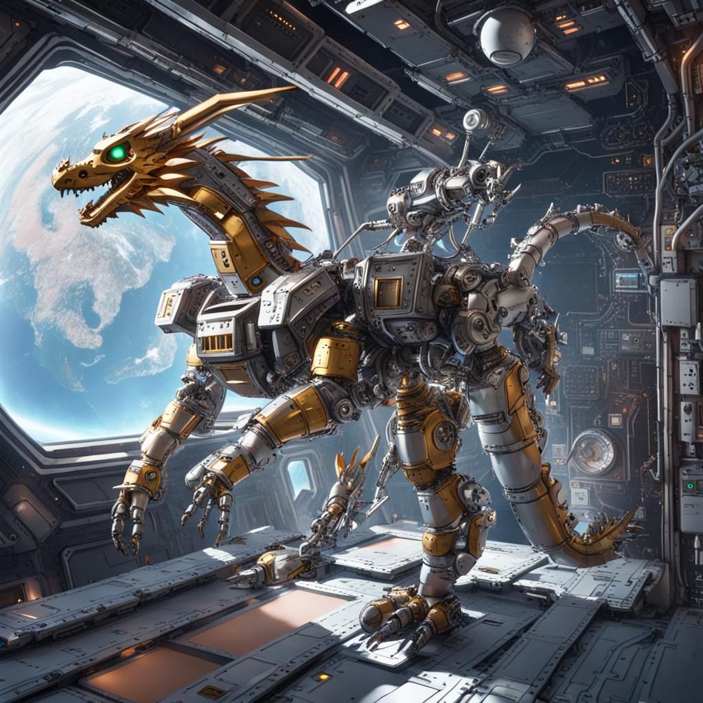 Cybernetic Dragon on Space Station