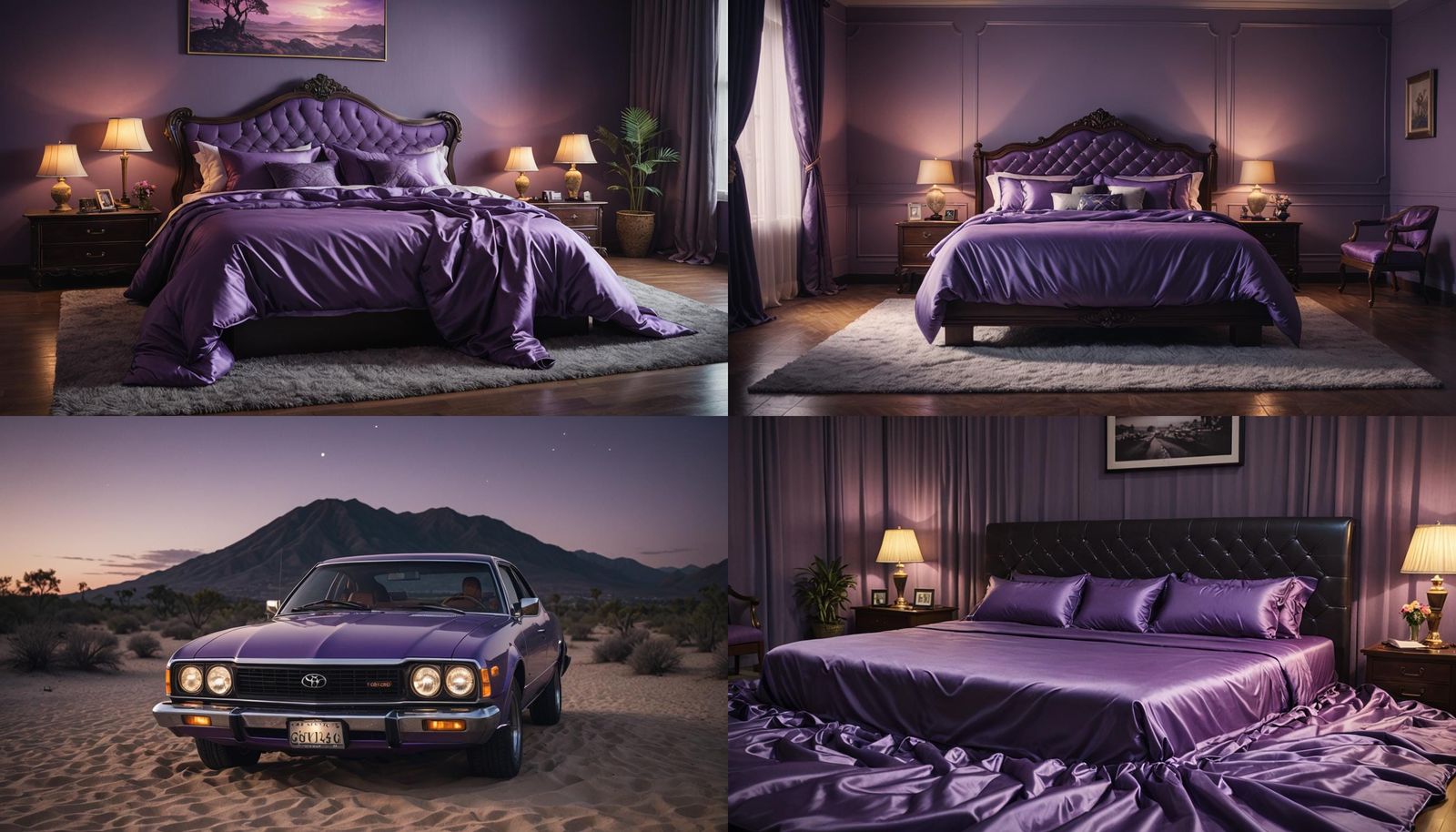 Romantic Twilight: Luxurious King Bed in Cinematic Style